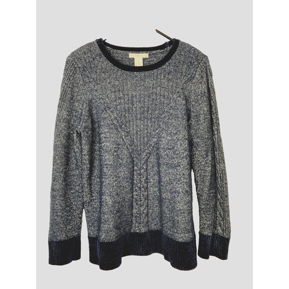 Design History Sweaters - Design History Womens Dark Blue Chenille Crew Neck Sweater Size XL
